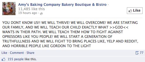 Amy's Baking Company melts down on Facebook