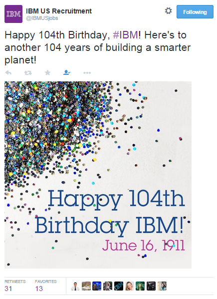 IBM birthday tweet
