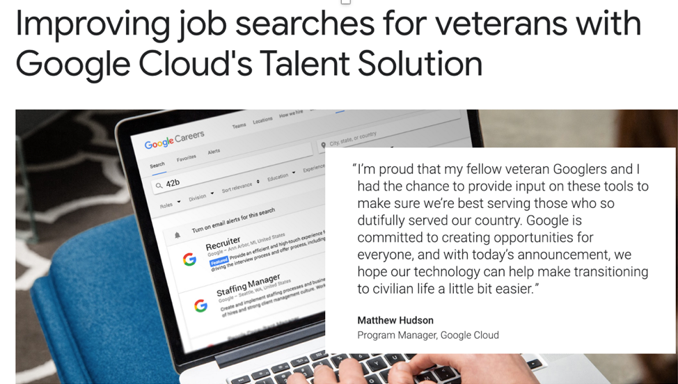 Improve Job Searches for Veterans with Google Cloud's Talent Solution